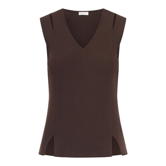 Roberto Collina Women Sleeveless Top In Vertical Ribbed Knit